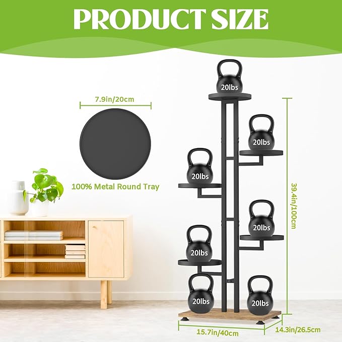 iDavosic.ly 6 Tier Plant Stand Indoor Outdoor, Tiered Corner Multiple Flower Pot Holder Shelf, Metal 40 Inch Tall Display Rack for Patio Porch Living Room Garden Balcony Bedroom, Black