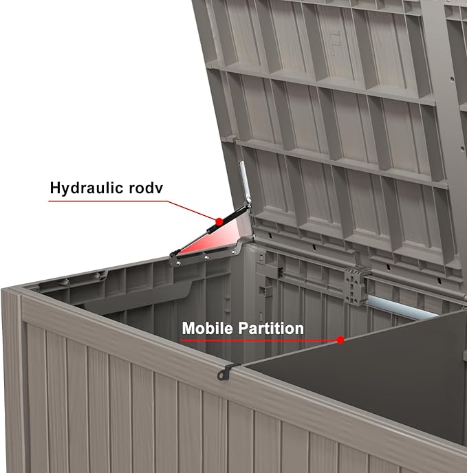 150 Gallon Deck Box,Resin Outdoor Storage Box with Lockable for Patio Furniture, Pool Accessories, Garden Tools Waterproof Outside Storage Box, Grey