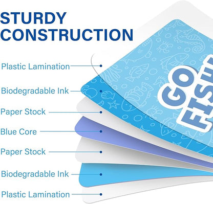 BenBen Go Fish Card Game for Kids, 104 Cards, Ocean Theme Memory Matching Game, Sea Animals Learning Playing Cards, Picture Cards with Real Photos, Fun Facts, 2-8 Players