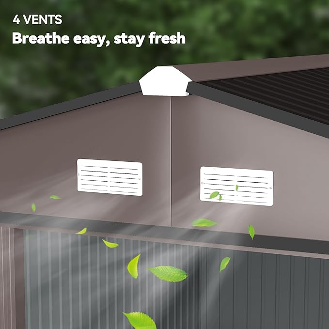 Outsunny 11' x 9' Outdoor Storage Shed, Garden Tool Metal Shed with Foundation Kit, Double Lockable Door, Air Vents and Sloping Roof, for Backyard, Patio, Lawn, Brown