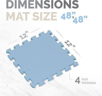 TOYVELT Foam Puzzle Floor Mat for Kids 12x12-32 Tiles Interlocking Play Mat with Colors - Educational Large Puzzle Foam Floor Tiles for Crawling, Non-Toxic - Blue-Brown-Beige