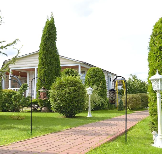 MIXXIDEA 4/8PK Heavy Duty Garden Shepherds Hooks for Outdoor, Premium Metal Shepherds Hooks, Height Adjustable Bird Feeder Hanger, Hanging Basket Hooks 37” Inch Tall Hanging Plant Hooks (4PK)