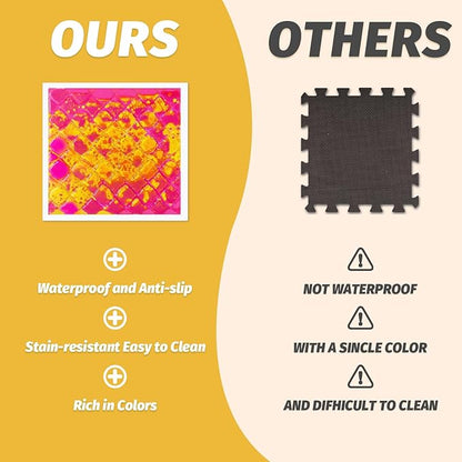 Liquid Lava Tiles for Kids： 11.8x11.8 in Educational Play Mat with Non-Slip Base Develop Motor Skills & Creativity for Children 3-12 Years (4 Pack C)