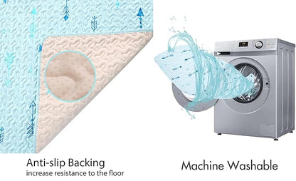 Baby Floor Play Mat Foldable Crawling Mat, 50x50 Play Mat for Playpen, Washable Non Slip One-Piece Playmats Portable, Cushioned Baby Tummy Time Mats for Infants and Toddlers (Arrow)