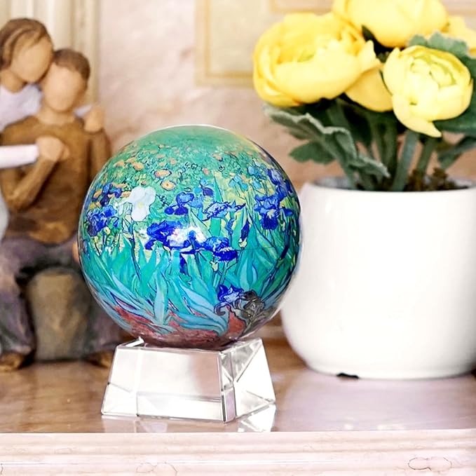 MOVA Van Gogh Irises 4.5” – Solar Rotating Globe Inspired by Famous Painting | Art Desk Décor | No Batteries or Wires
