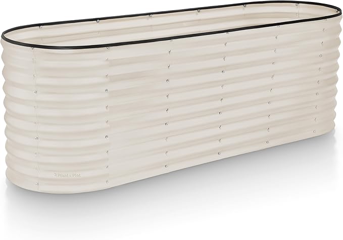 Galvanized Raised Garden Beds Outdoor // 6×2×2 ft Planter Raised Beds for Gardening, Vegetables, Flowers // Large Metal Garden Box (White) // Patented Tool-Free Design