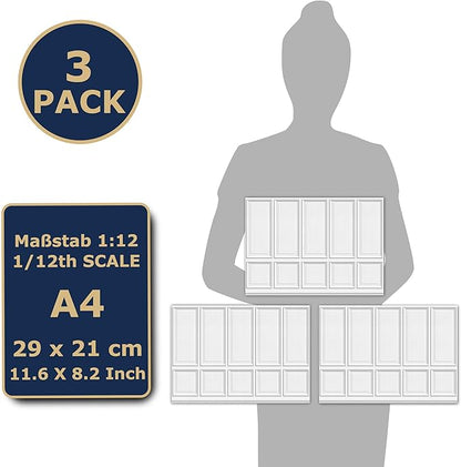 3 Sheets Self-Adhesive Wall Cladding for Dollhouse 1:12 Scale (Wood Paneled Wall (Renaissance))