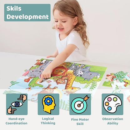 Jumbo Floor Puzzle for Kids, Large Jigsaw Puzzles 36 Piece for Kids Ages 3-5,Preschool Learning & Education Toys, Gifts for 4-8 Year Old Boys and Girls(Jungle Animals)