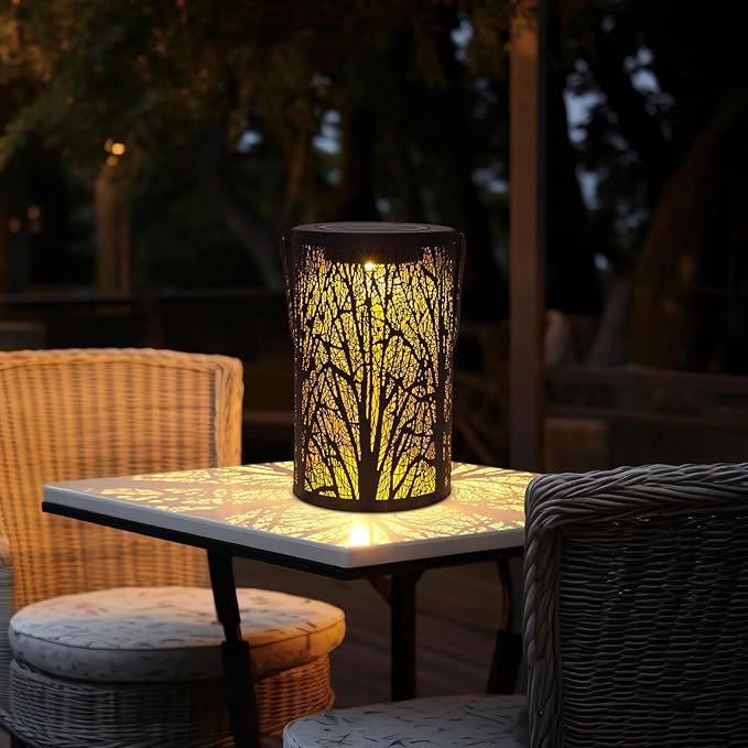 Solar Lanterns for Outdoor Waterproof, Hanging Solar Lights Gifts for Women Mom, Tree Lantern Hanging/Standing for Patio, Lawn, Tabletop, Garden Decorative LED Lantern Black Tree