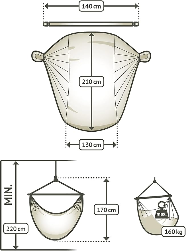 LA SIESTA® - XL King Domingo Hammock Swing Chair & TreeMount - Weather & Tear Resistant Hanging Chair for Bedroom Patio - Outdoor Indoor Hammock Chair w/Suspension Kit for Trees Beams & Posts -Almond