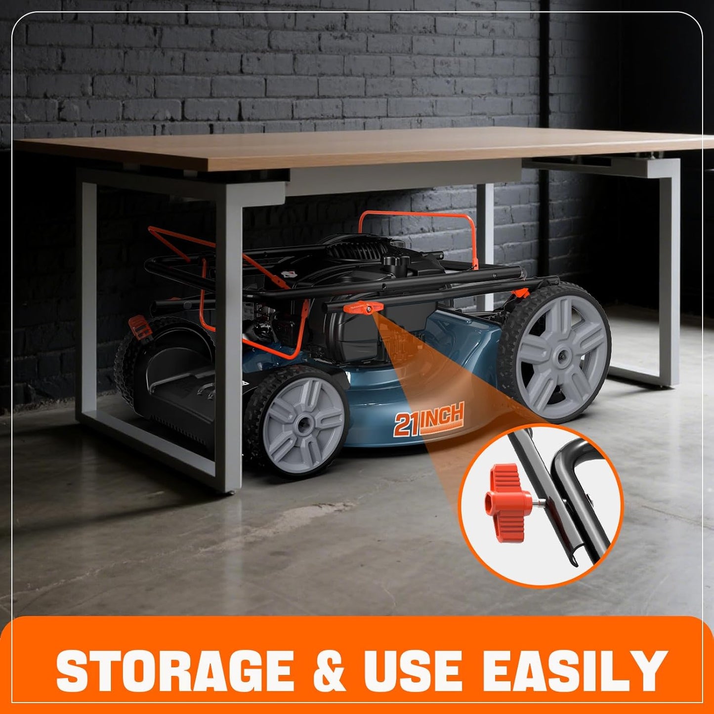 SENIX 21-Inch Gas Lawn Mower Self-Propelled, 3-in-1 Push Cordless Mower with Mulch/Bag/Side-Discharge, 6 Position Adjustable Cutting Height, Steel Deck (LSSG-M1)