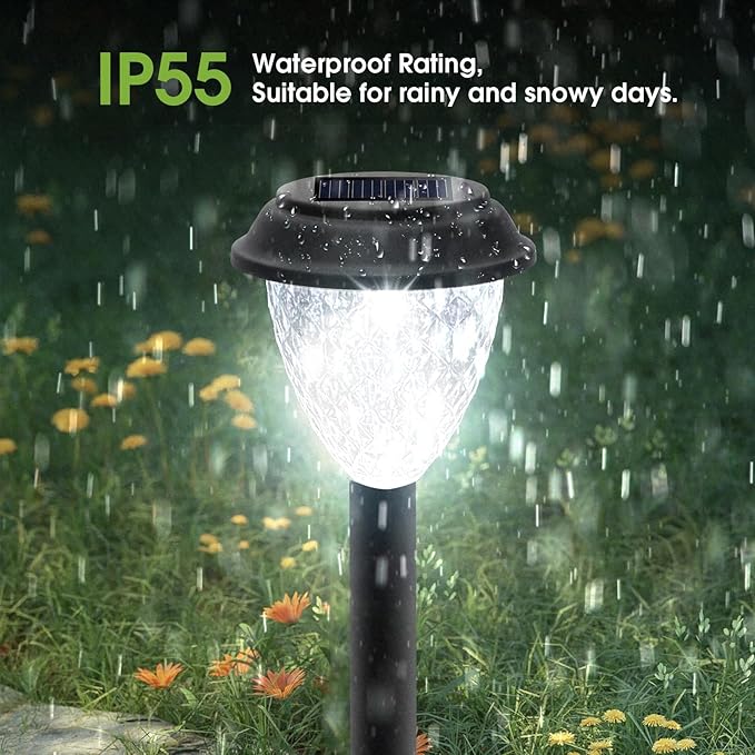 GOODFOEVER Solar Pathway Lights Outdoor, 10 Pack Solar Lights Outdoor Waterproof for Outside, Garden Decor for Yard, Patio, Landscape, Planter, Walkway, Driveway