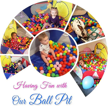 Eocolz Kids Ball Pit Large Pop Up Childrens Ball Pits Tent for Toddlers Playhouse Baby Crawl Playpen with Basketball Hoop and Zipper Storage Bag, 4 Ft/120CM, Balls Not Included (Blue Yellow Red)