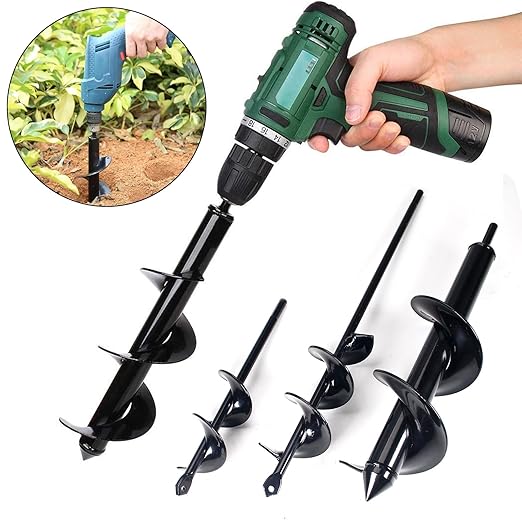 Utoolmart Auger Drill Bit for Planting Set of 3, (1.6x8.7, 1.8x14, 3.1x12) Easy Planter Garden Auger - Bulb & Bedding Plant Augers - Posthole Digger for 3/8” Hex Drive Drill