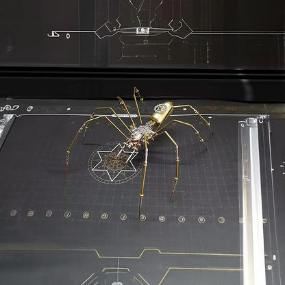 3D Steampunk Mechanical Insect Puzzle Kit - DIY Metal Assembly Model for Adults, Unique Retro Brass Sculpture Craft for Home Office Decoration (Frons Spider)