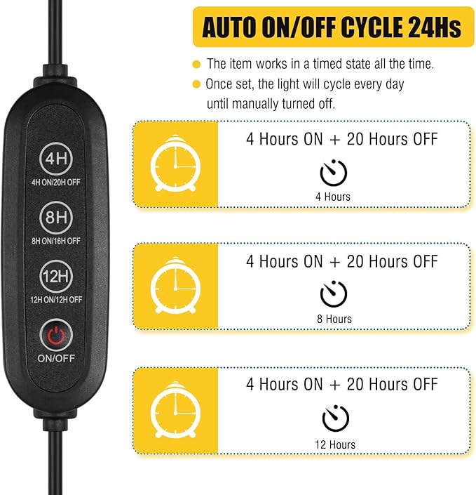 LED Grow Lights for Indoor Plants, [ 8 in1 ] Full Spectrum Grow Light with Tripod Stand, Auto On/Off Timing 4/8/12H, Plant Lights for Indoor Growing. (Mix Spectrum)