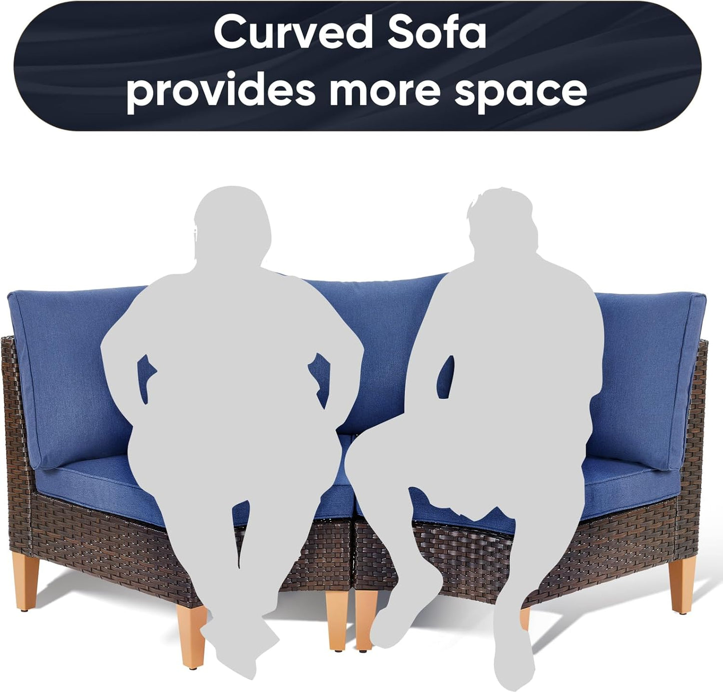 HUMMUH 12 Pieces Patio Furniture Set,Outdoor Half-Moon Sectional Couches Swivel Patio Chairs with Ottomans,All Weather PE Wicker Patio Conversation Sets for Garden Porch Backyard