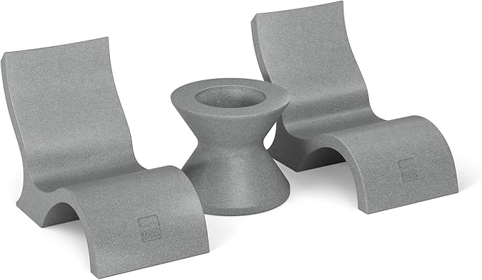 Ledge Lounger Signature Lowback Chair Set - Two Chairs - Ice Bin Side Table - in-Pool - On-Deck - Water Depths 0-9” - All Types - Resin Water Chairs - Pool, Sundeck, Outdoor Patio