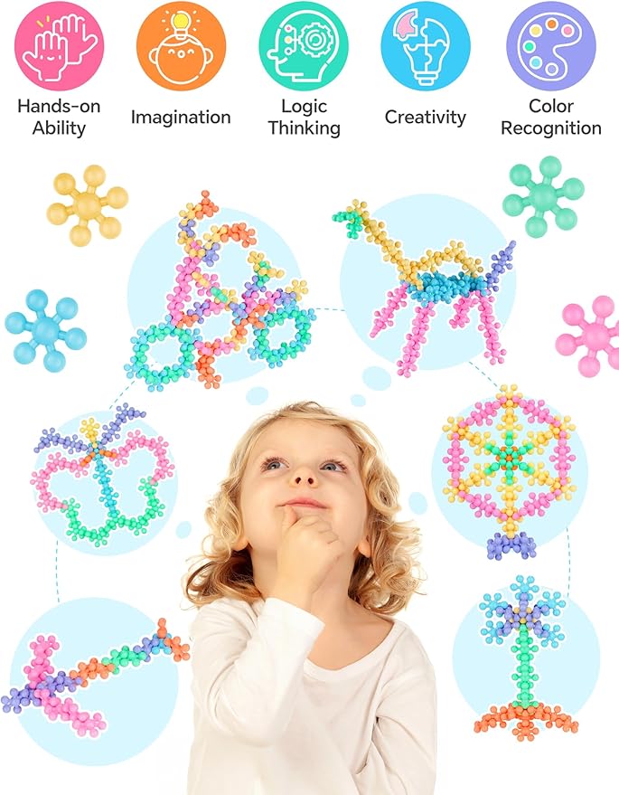 600PCS Interlocking Snowflake Building Block Toy (Macaron Colors)