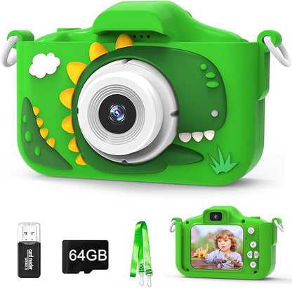 Kids Camera Toys for 3-8 Year Old Girls Boys, 48MP Dual Lens 1080P Toddler Camera for Kids with 64GB SD Card, Kids Digital Video Camcorder Selfie Camera for Christmas Birthday Gifts