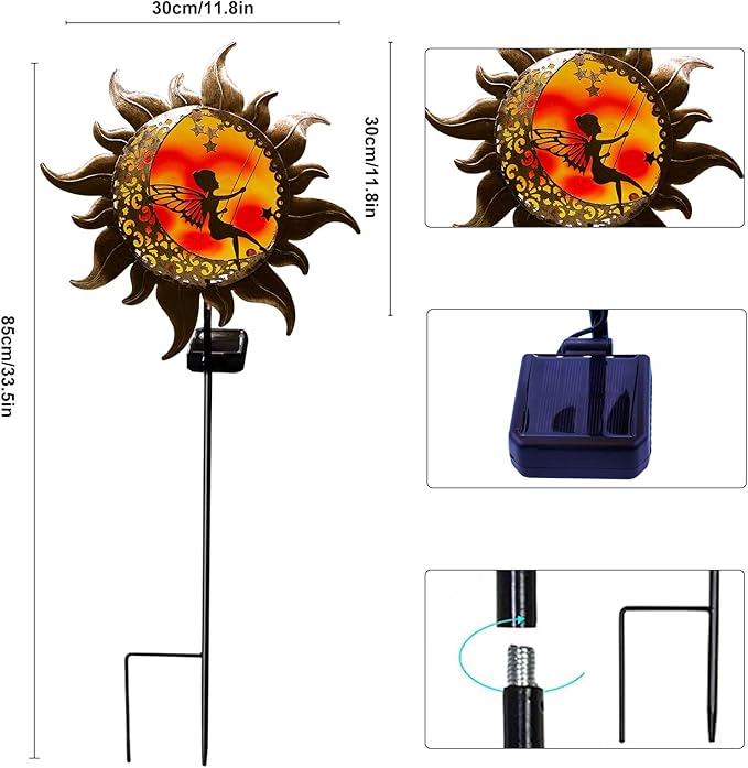 YJFWAL New Garden Solar Lights Pathway Stake Lights Butterfly Fairy Lights with Glass Decor, Outdoor Decorative Lights Waterproof for Walkway, Yard, Lawn, Halloween Patio or Courtyard (Warm White)