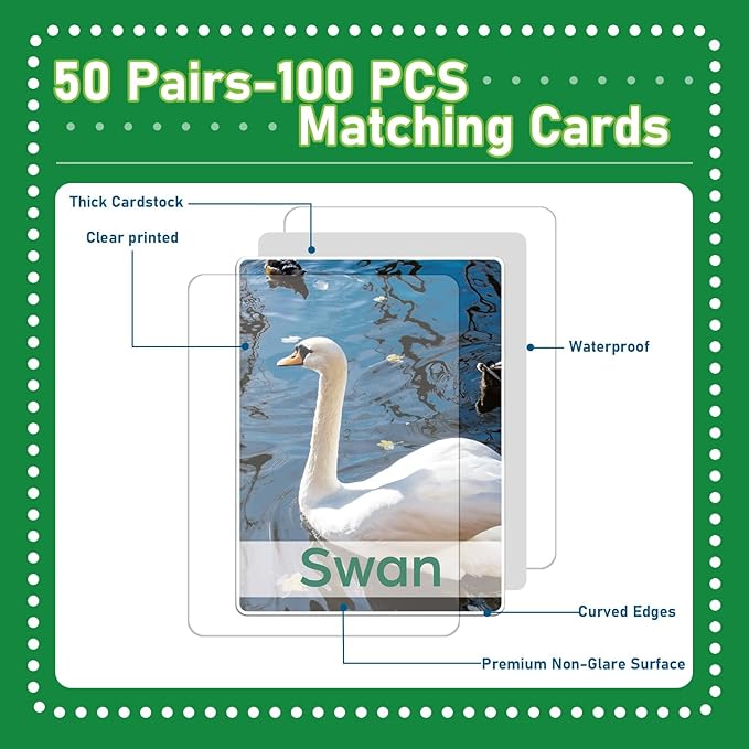 gisgfim 50 Pairs Memory Matching Game Adult & Baby Animal Memory Games Educational Matching Game for Kids and Adults A Fun & Fast Animal Memories Games Toddlers Preschool Family Board Gift