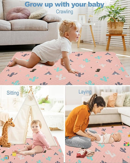 50x50 Play Mat for Playpen Foldable Baby Play Mat Large Tummy Time Mat, Non Slip Washable Baby Play Mats for Floor, Portable Travel Baby Crawling Mats for Toddlers and Infants