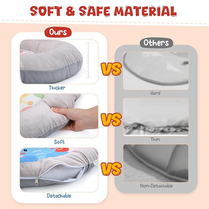 CUTE STONE Baby Gym Play Mat & Tummy Time Mat with Lights, Sounds, and Detachable Toys, Adjustable Volume Activity Gym for Infant Sensory & Motor Development, Newborn Baby Gift