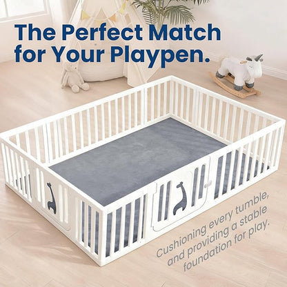 Baby Play Mat for Floor,Extra Large 59"×71" Playpen Mat for Tummy Time,Thicker Elasti Foam Mat for Toddler,Infant,Kids,Water Repellent Ultra Soft Velvet,Non-Slip Backing Safe for Crawling(Dark Grey)