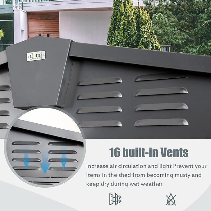 Domi Outdoor Storage Shed 10' x 8’, Metal Garden Shed with Galvanized Steel Frame for Bike, Tools, Lawn Mowers, Pool Toys, Outdoor Storage Cabinet with Lockable Door for Garden Lawn Patio (Dark Grey)