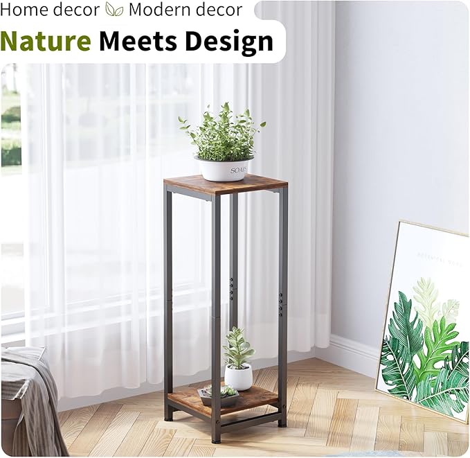 Tall Plant Stands Indoor ,2 Tier Pedestal Stand, Corner Plant Stands for Indoor Plants Multiple, Small Side Table for Indoor Plants, Tall Plant Table