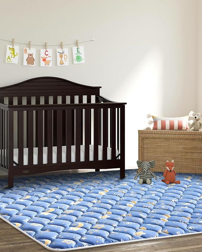 Odorless Premium Foam Baby Play Mat, Soft Microfiber Fabric Crawling Mat for Floor- Comfortable and Hypoallergenic, Non-Slip Cushioned Floor Playpen mat for Infants,Babies,Toddlers