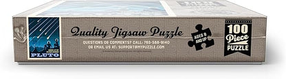 MyPuzzle Pluto: Meteor Showers, Vintage Poster - Premium 100 Piece Jigsaw Puzzle for Adults