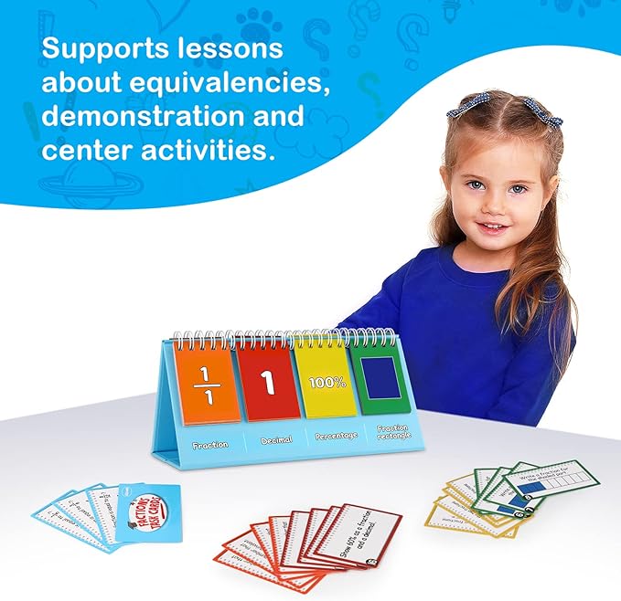 Aizweb Double-Sided Fractions and Equivalency Flip Chart - Math Manipulatives for Elementary School, Fraction Manipulatives, Homeschool Supplies