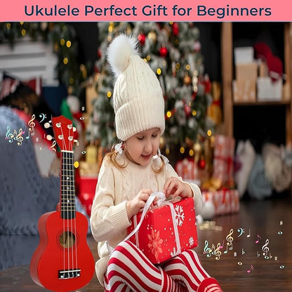 21 Inch Wooden Kids Toddler Child Children Acoustic Guitar Musical Instruments Ideal for 3-9 Year Old Boys Girls Gifts (Red)