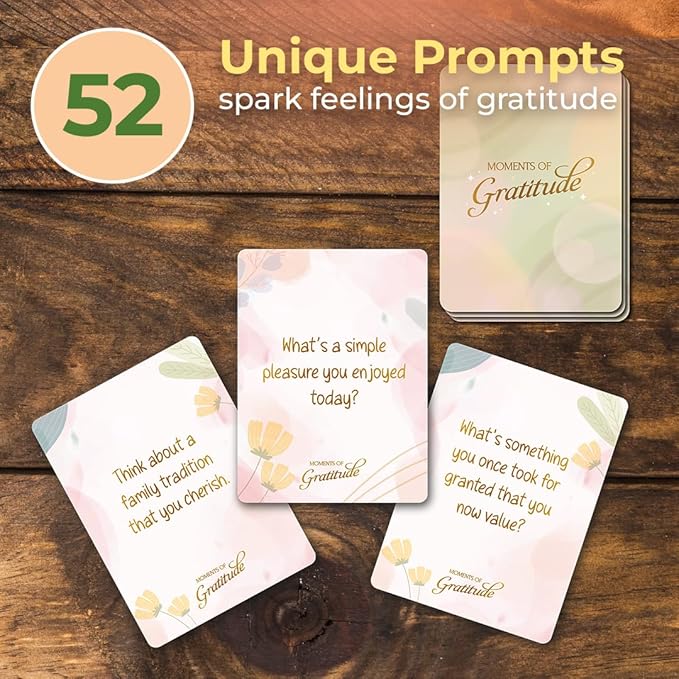 ThinkPsych Moments of Gratitude Cards | 52 Daily Questions for Mindfulness & Self-Reflection | Positive Psychology Self-Care Deck | Uplifting Gift for Teens & Adults | Gratitude Journal Ideas