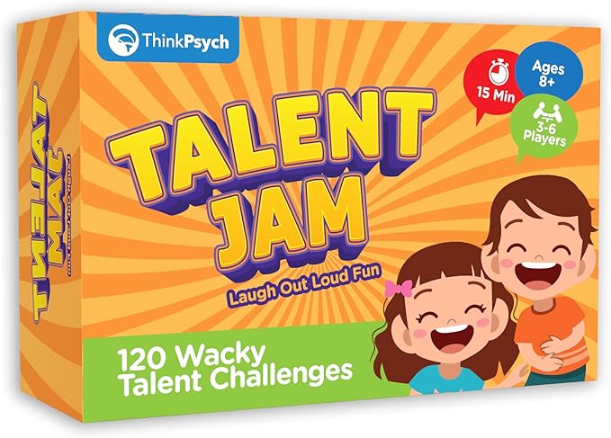 ThinkPsych Talent Jam - Hilarious Talent Show & Charades Game - Fun Family Games for Kids and Adults - Family Game Night for Teens