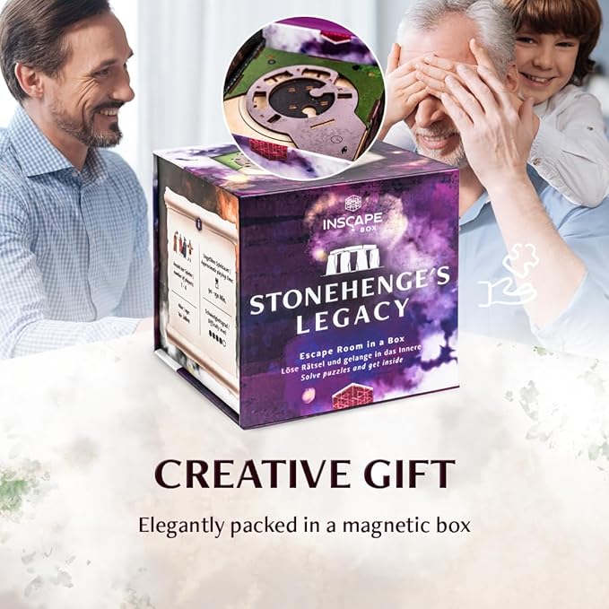 INSCAPE Cluebox Stonehenge´s Legacy - Puzzle Box - Interactive Wooden Escape Room in A Box for Adults with Hidden Compartments - Gift Idea for Puzzle and Mystery Fans - Brain Teaser