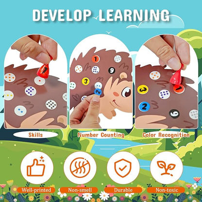 Cinrobiye Numbers Matching & Counting Game Montessori Educational Learning Manipulative Animal Number Counting & Color Sorting Board Sets for Preschool Math Classroom Fine Motor Must Haves