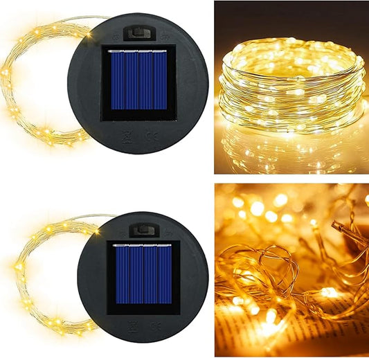 Solar Panel Lantern Lid - Waterproof Led Garden Lights, 2 Pack (Warm/Warm)