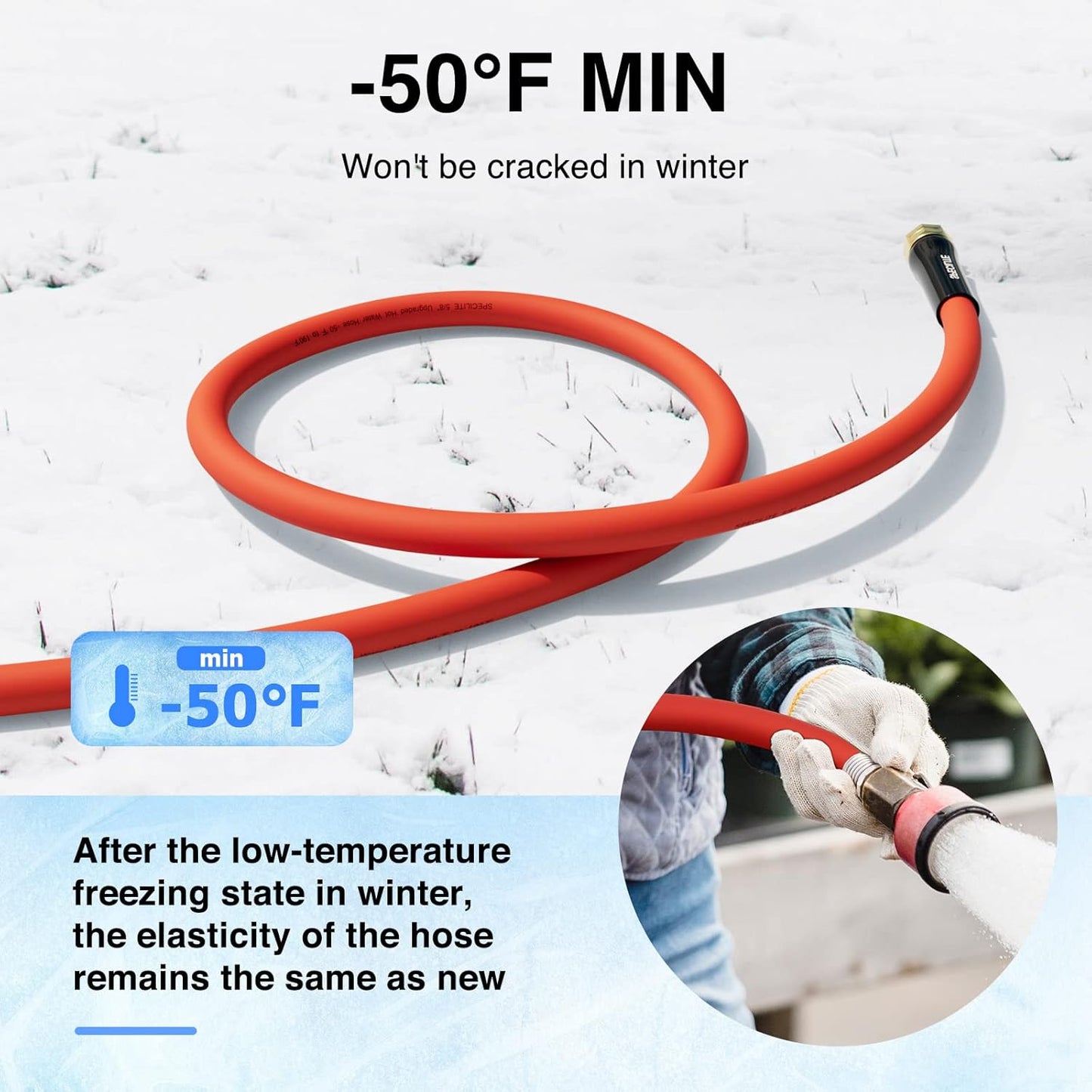 3/4" Hot/Cold Garden Water Hose 200 ft, -50℉-190℉,Flexible & Lightweight With 3/4" Brass Fittings for Yard, Outdoor, Farm, Red