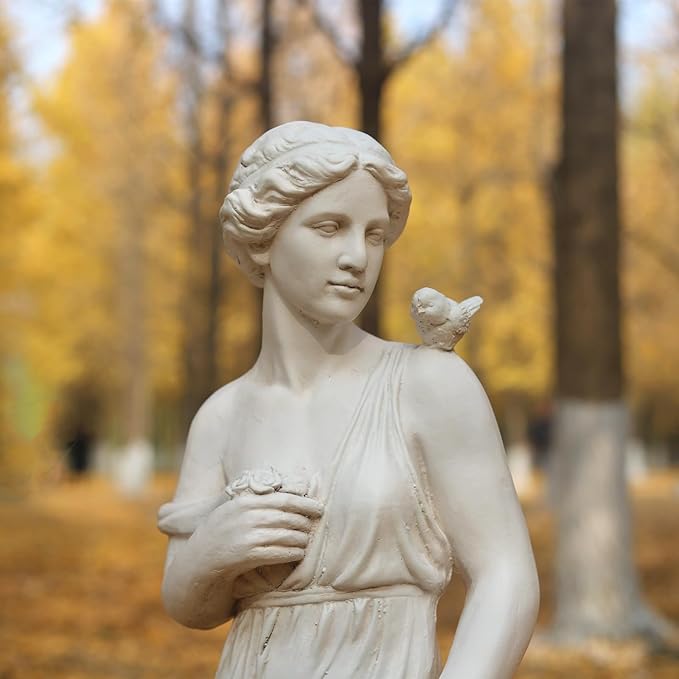 Outdoor Garden Statue Nymph Sculpture Goddess of Greek Mythology Roman Style Outdoor Patio Yard Lawn Porch Decor 32 Inch Ivory