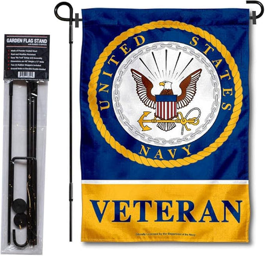 WinCraft Navy Veteran Garden Flag with Stand Holder