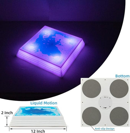 Art3d 12×12 Inch Sensory Interactive Blue Liquid Motion Tiles for Toddlers Kids & Adult - Touch Sensitive 7 Color Changing Flooring Tile for Home Décor, Indoor & Outdoor Activities, 1-Pack