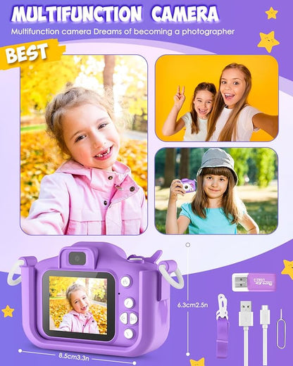 Kids Camera Toys for 3-12 Year Old Girls Unicorn Camera for Kids,Chritmas Birthday Festival Gifts for Girls，Digital Video Camera for Toddler 32G SD Card