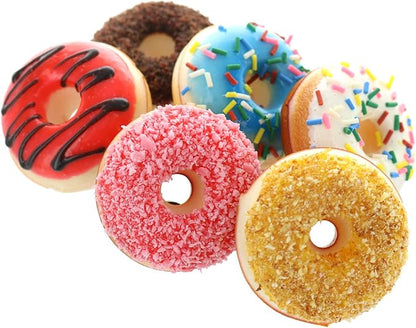 GiftExpress 6 pcs Realistic Artificial Toy Donuts, Scented Fake Donuts, Assorted Realistic Doughnuts Toy Cakes Fake Desserts Decoration Toys, Valentine bv Donut Party Decoration, Prop Food