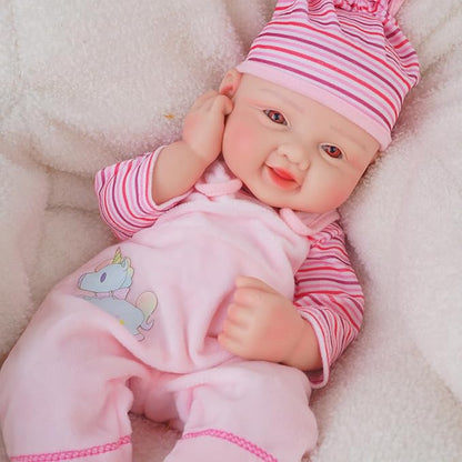 Girl 17.5 Inch, Full Silicone Baby Doll, Realistic Baby Dolls, Realistic Veins & Pose, Not Vinyl, Reborn Baby Dolls Silicone Full Body, Gift Set