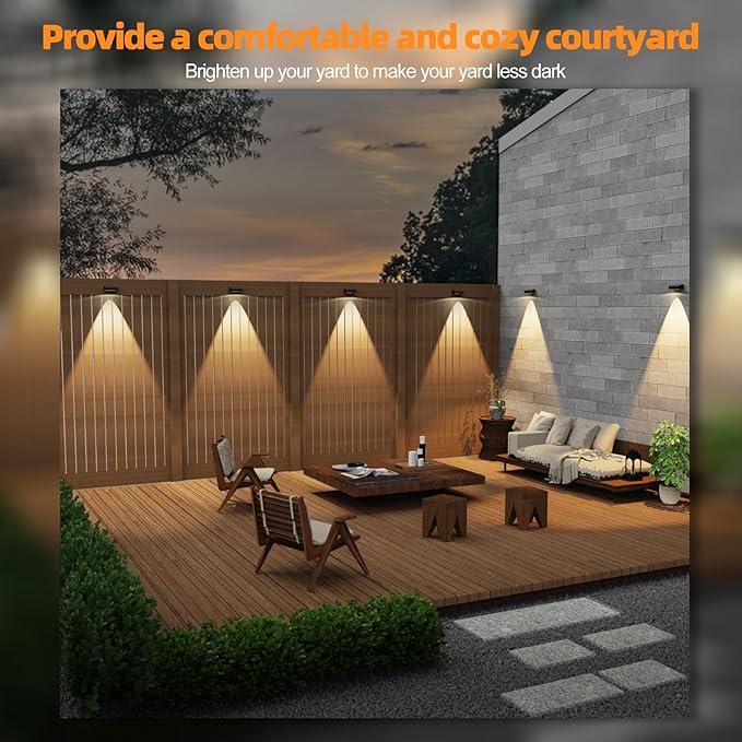 Solar Fence Lights,Fence Lights Solar Powered Waterproof IP65 Multicolor Led 12 Fixed Colors ＆RGB Color Changing for Pool, Deck, Patio, Porch, Stairs, Holiday(8)