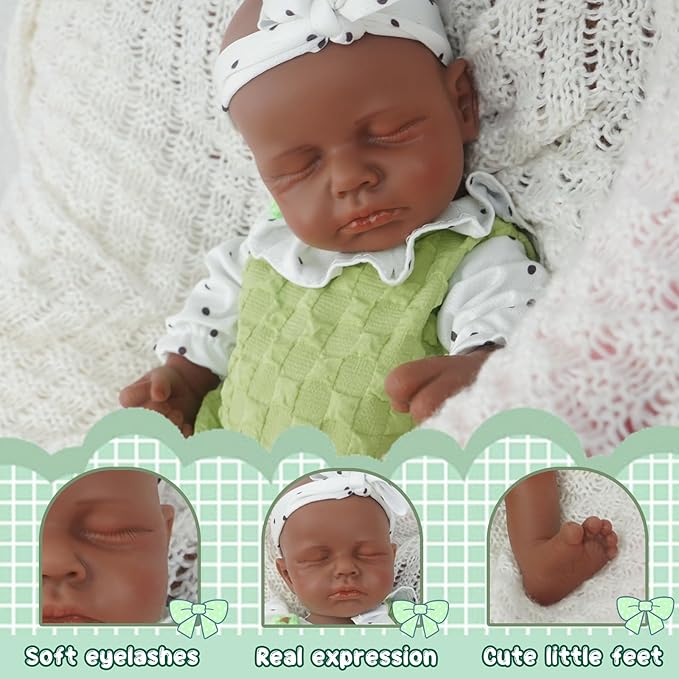 Girl 12.2 Inch, Full Silicone Baby Doll, Realistic Baby Dolls, Realistic Veins & Sleeping Pose, Not Vinyl, Reborn Baby Dolls Silicone Full Body, Gift Set