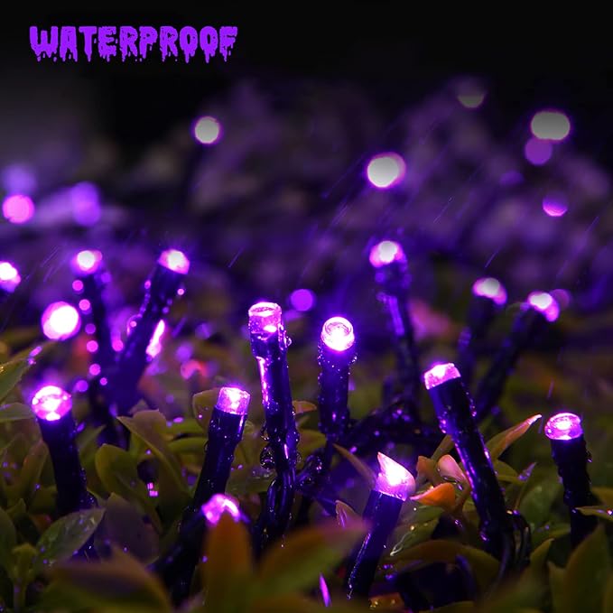 Purple Halloween String Lights, 82ft 200 LED With 8 Modes, Waterproof Low Voltage for Party, Garden, Indoor Outdoor Decorations